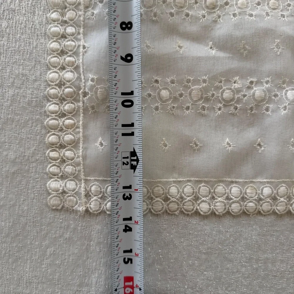Vintage Sheer Lace Table Runner Embroidered Cottagecore Vanity Scarf 30x14